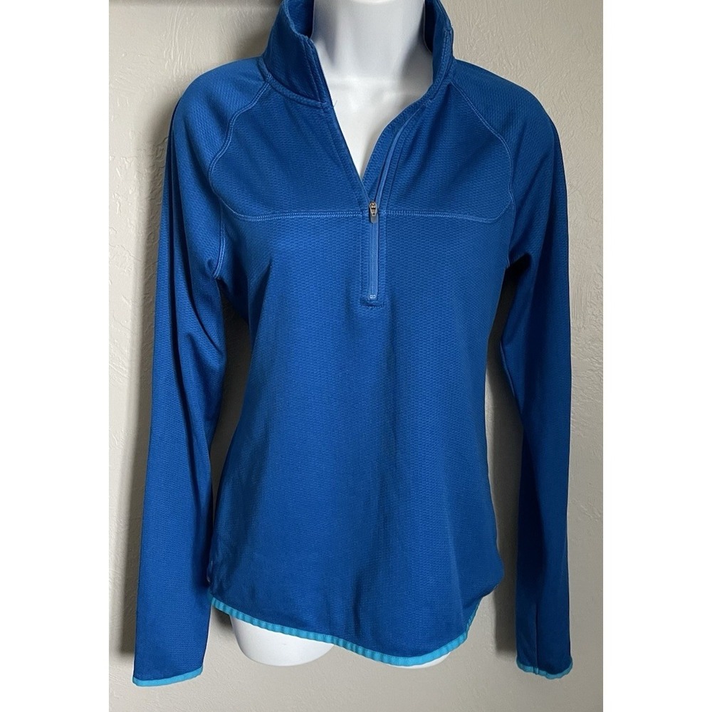 Champion Power Train Pullover Black Womens Size Medium Blue 1/2 Zip Long Sleeve